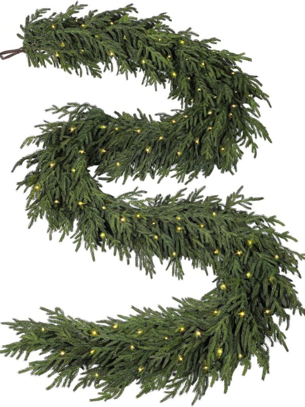 15FT Norfolk Pine Christmas Garland with Separate String Lights for Mantle